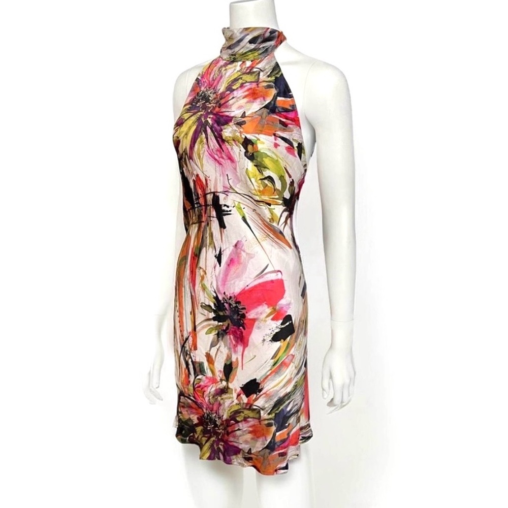 Silvia Tcherassi 100% Silk Halter Dress – Original Watercolor Design (Fits XS–S)